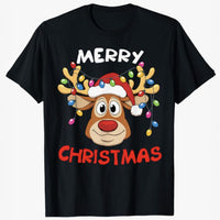 Reindeer Lights Merry Christmas Holiday T-shirt