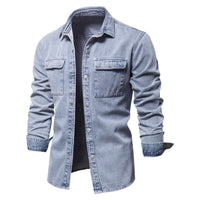 Herren-Westernjacken aus gewaschenem Denim mit Druckknöpfen 